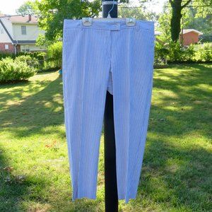 Amina Rubinacci Napoli Capri Pants, White With Light Brown Pinstripes, Taglia 48